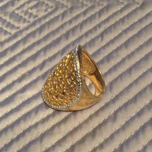 Sterling silver 18 karat gold plated filigree ring - Picture 3 of 4